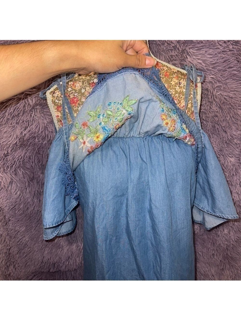 Love by Chesley NWOT Denim Off-shoulder Dress - Picture 7 of 9